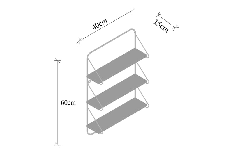 Vegghylle Violaceae 60x15 cm 3 Hyller - Oppbevaring - Hylle - Vegghylle