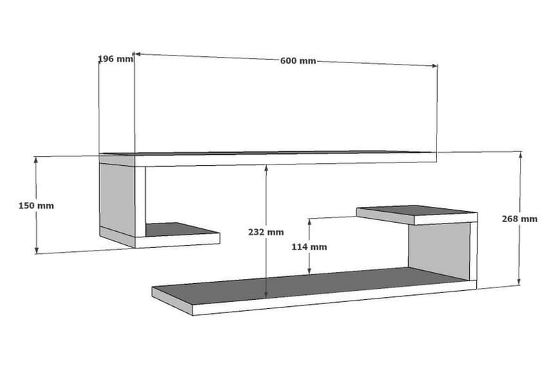 Vegghylle Zakkum 60x15 cm - Brun - Oppbevaring - Hylle - Vegghylle