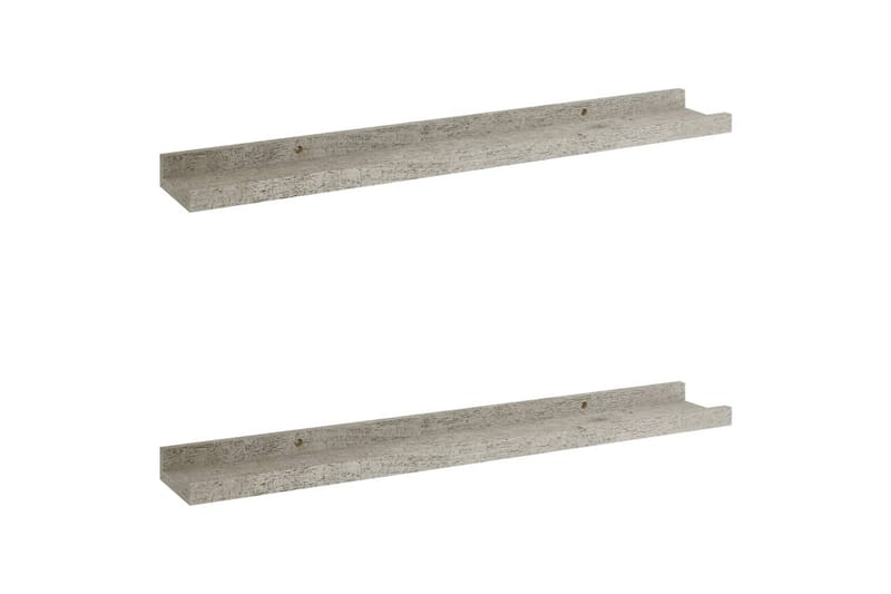 Vegghyller 2 stk betonggrå 60x9x3 cm - Grå - Oppbevaring - Hylle - Vegghylle