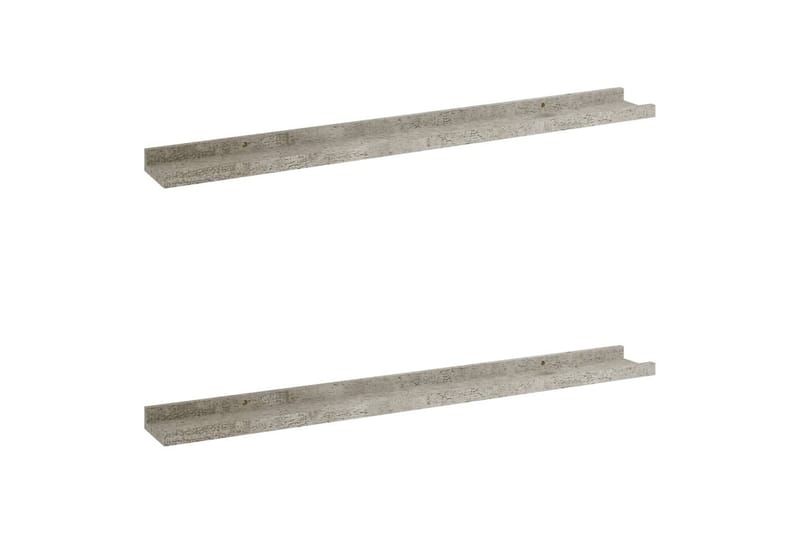 Vegghyller 2 stk betonggrå 80x9x3 cm - Grå - Oppbevaring - Hylle - Vegghylle