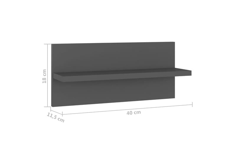 Vegghyller 2 stk grå 40x11,5x18 cm sponplate - Grå - Oppbevaring - Hylle - Vegghylle