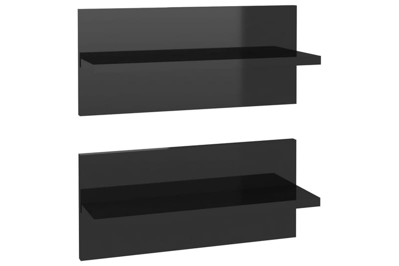 Vegghyller 2 stk høyglans svart 40x11,5x18 cm - Svart - Oppbevaring - Hylle - Vegghylle