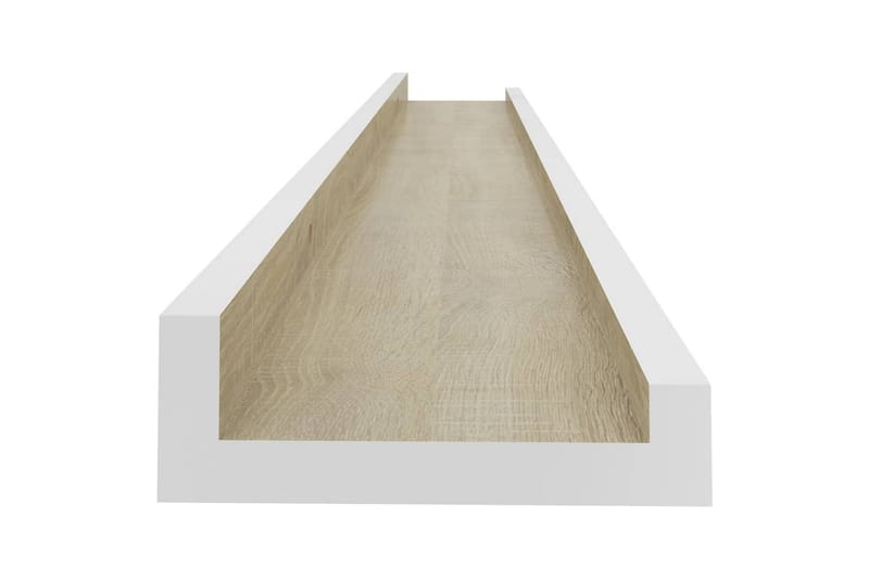 Vegghyller 2 stk hvit og sonoma eik 80x9x3 cm - Hvit - Oppbevaring - Hylle - Vegghylle