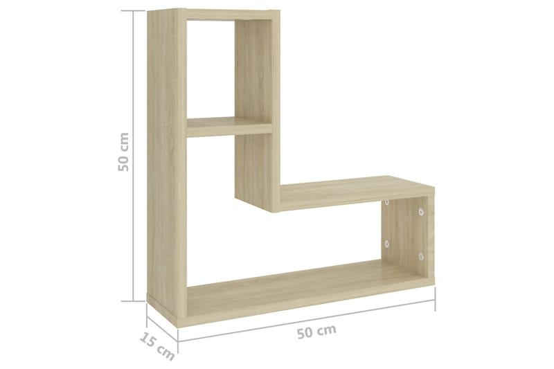 Vegghyller 2 stk sonoma eik 50x15x50 cm sponplate - Brun - Oppbevaring - Hylle - Vegghylle