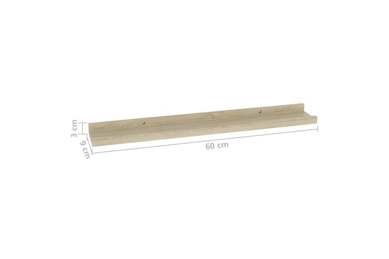 Vegghyller 2 stk sonoma eik 60x9x3 cm - Brun - Oppbevaring - Hylle - Vegghylle