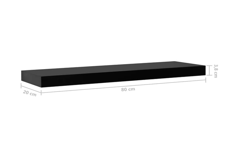 Vegghyller 2 stk svart 80x20x3,8 cm - Oppbevaring - Hylle - Vegghylle