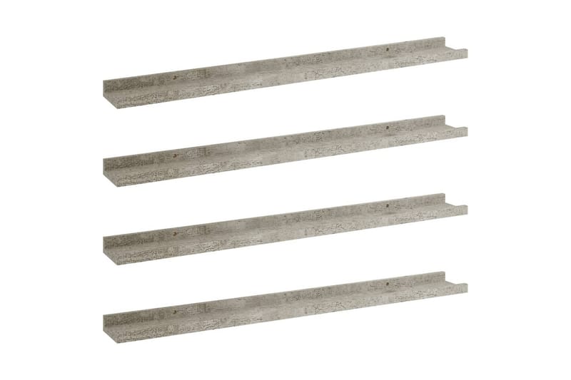 Vegghyller 4 stk betonggrå 80x9x3 cm - Grå - Oppbevaring - Hylle - Vegghylle