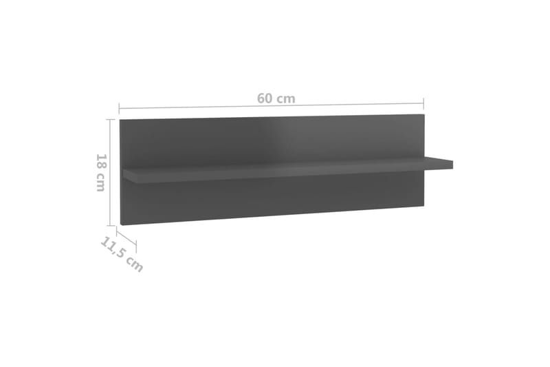 Vegghyller 4 stk høyglans grå 60x11,5x18 cm sponplate - Grå - Oppbevaring - Hylle - Vegghylle