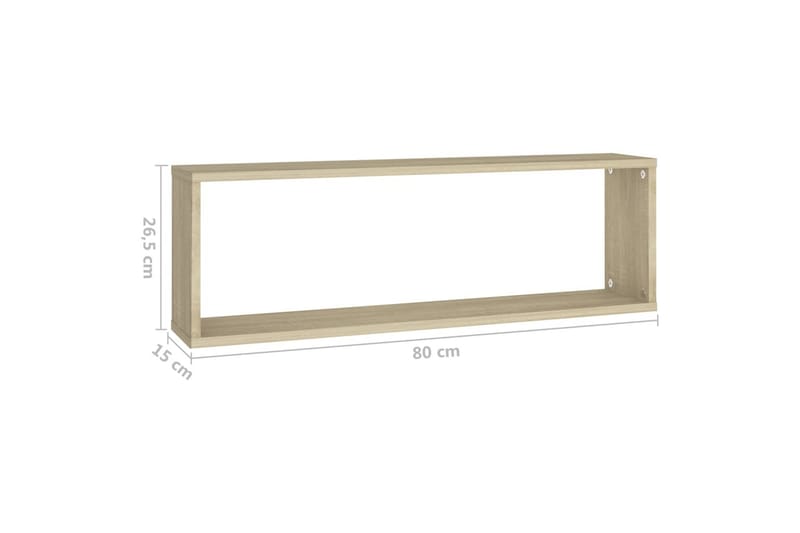 Vegghyller kubeformet 2 stk 80x15x26,5 cm sponplate - Brun - Oppbevaring - Hylle - Vegghylle