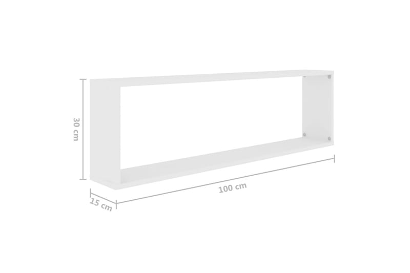 Vegghyller kubeformet 2 stk hvit 100x15x30 cm sponplate - Hvit - Oppbevaring - Hylle - Vegghylle