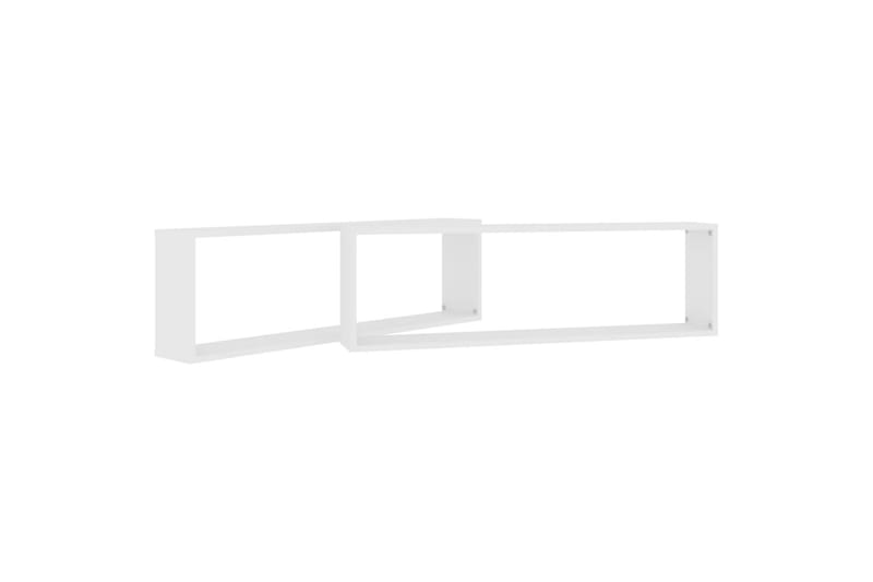 Vegghyller kubeformet 2 stk hvit 100x15x30 cm sponplate - Hvit - Oppbevaring - Hylle - Vegghylle