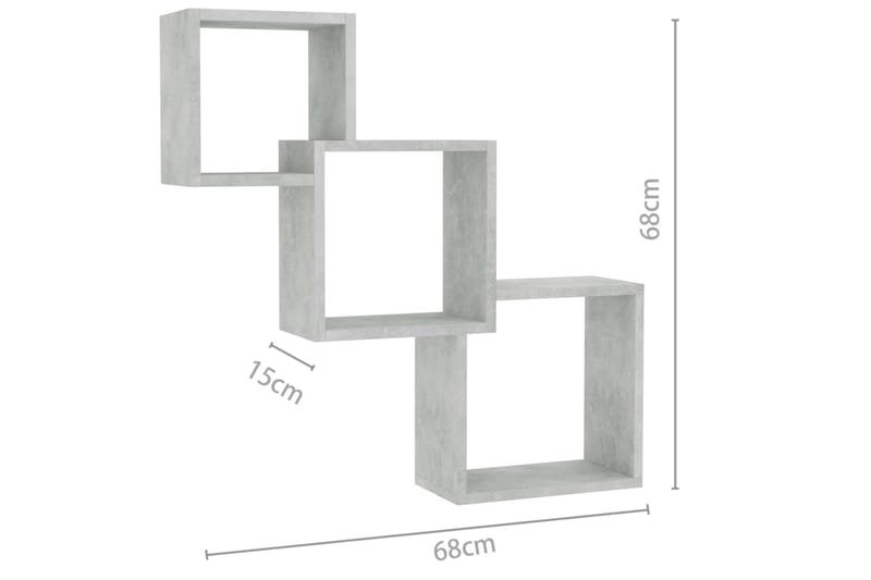 Vegghyller kubeformet betonggrå 84,5x15x27 cm sponplate - Grå - Oppbevaring - Hylle - Vegghylle