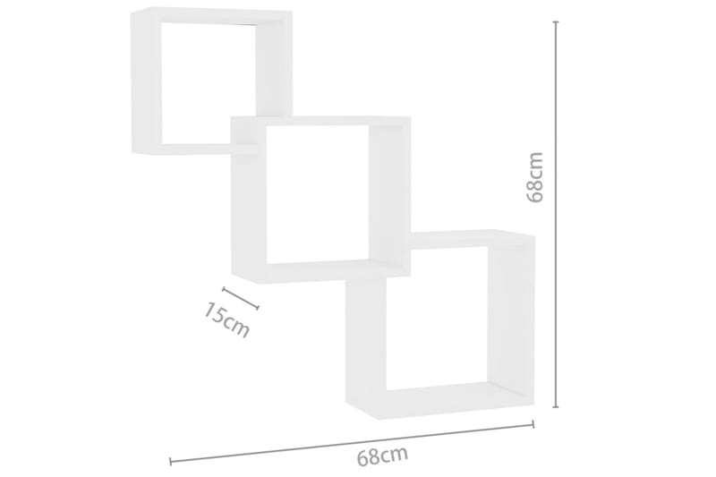 Vegghyller kubeformet hvit 84,5x15x27 cm sponplate - Hvit - Oppbevaring - Hylle - Vegghylle