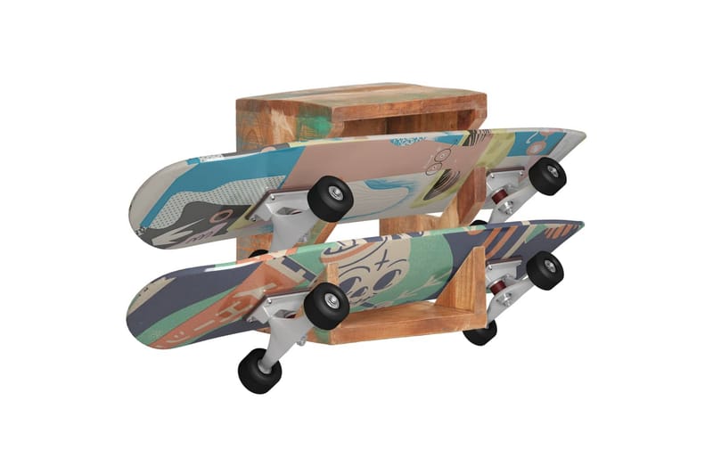 Veggmontert skateboardstativ 25x20x30 cm gjenvunnet heltre - Oppbevaring - Hylle - Vegghylle