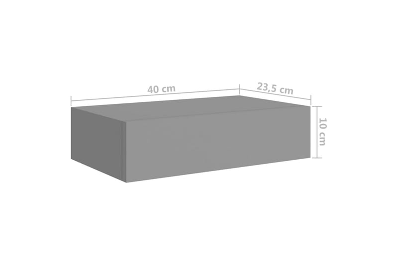 Veggmontert skuffehylle grå 40x23,5x10 cm MDF - Grå - Oppbevaring - Hylle - Vegghylle