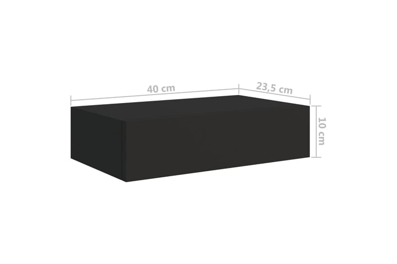 Veggmontert skuffehylle svart 40x23,5x10 cm MDF - Svart - Oppbevaring - Hylle - Vegghylle