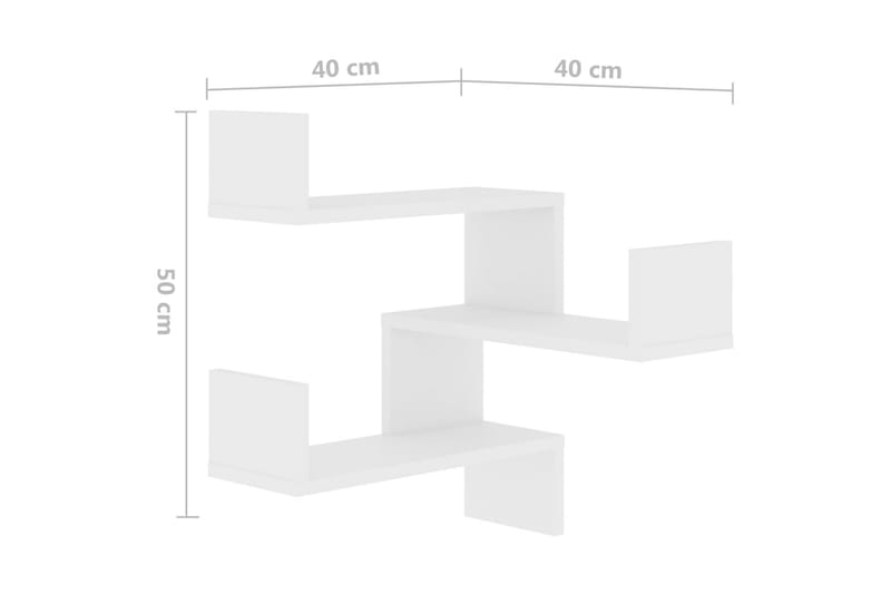 Veggmonterte hjørnehyller 2 stk hvit 40x40x50 cm sponplate - Hvit - Oppbevaring - Hylle - Vegghylle