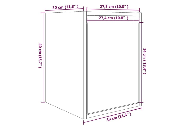 Veggskap 2 stk 30x30x40 cm heltre furu - Brun - Oppbevaring - Hylle - Vegghylle