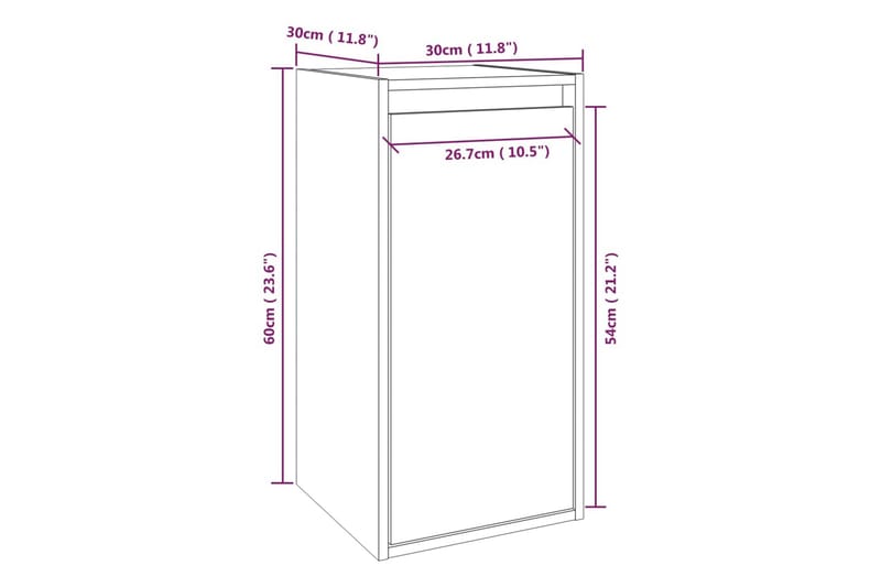 Veggskap 2 stk grå 30x30x60 cm heltre furu - Grå - Oppbevaring - Hylle - Vegghylle