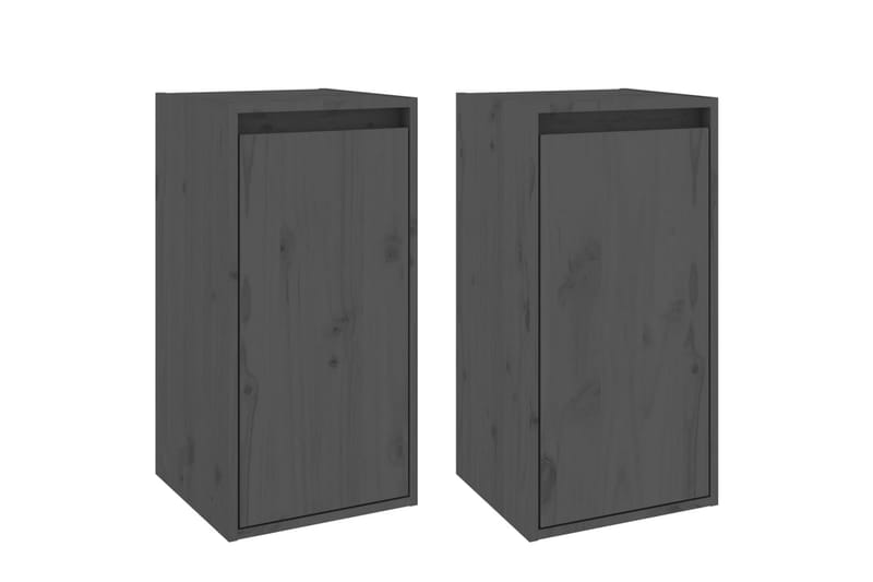 Veggskap 2 stk grå 30x30x60 cm heltre furu - Grå - Oppbevaring - Hylle - Vegghylle