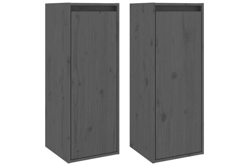 Veggskap 2 stk grå 30x30x80 cm heltre furu - Grå - Oppbevaring - Hylle - Vegghylle