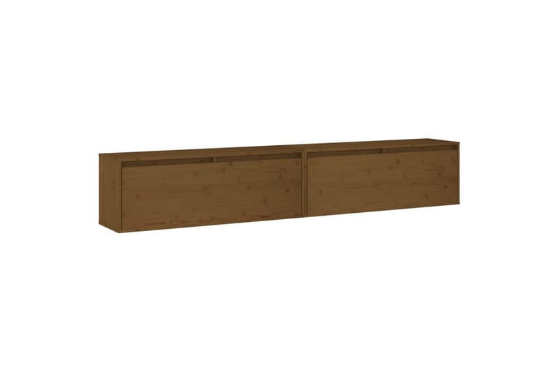 Veggskap 2 stk honningbrun 100x30x35 cm heltre furu - Brun - Oppbevaring - Hylle - Vegghylle