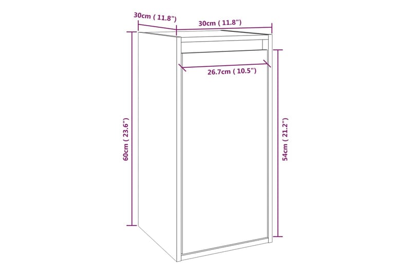 Veggskap grå 30x30x60 cm heltre furu - Grå - Oppbevaring - Hylle - Vegghylle