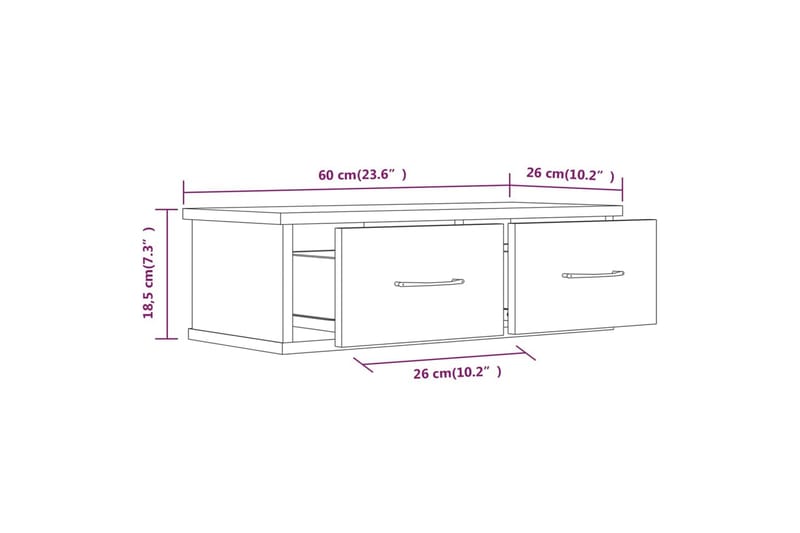 Veggskap grå sonoma eik 60x26x18,5 cm konstruert tre - Grå - Oppbevaring - Hylle - Vegghylle