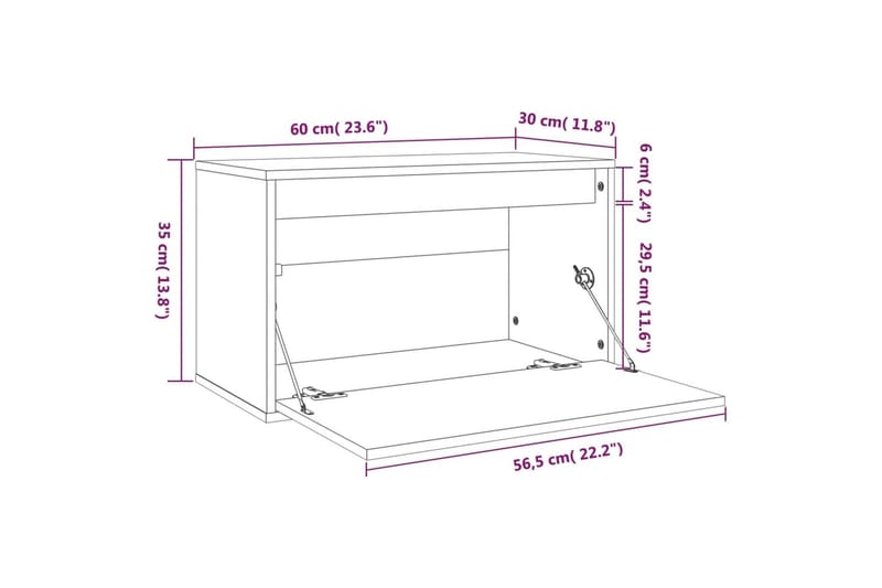 Veggskap honningbrun 60x30x35 cm heltre furu - Brun - Oppbevaring - Hylle - Vegghylle