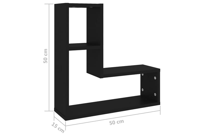 Vegghyller 2 stk svart 50x15x50 cm sponplate - Svart - Oppbevaring - Hylle - Vegghylle