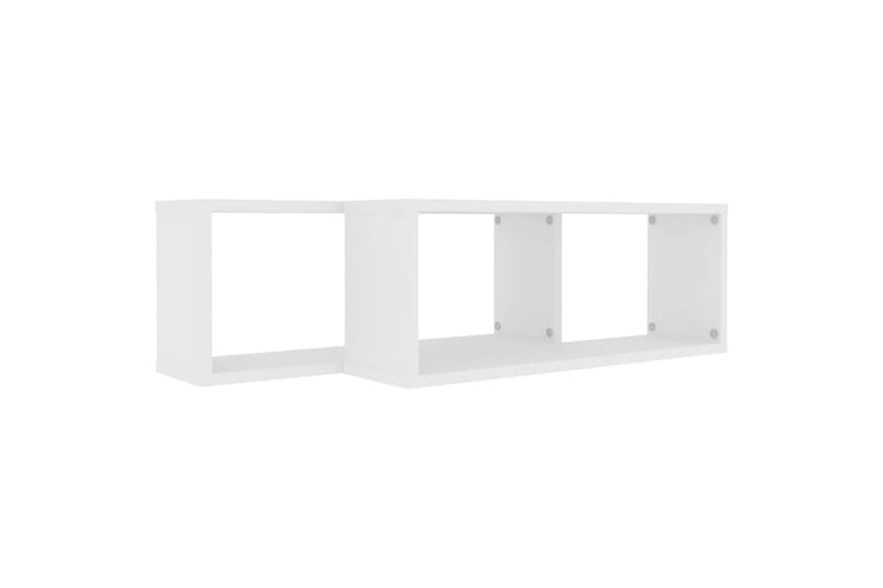 Vegghyller kubeformet 2 stk hvit 60x15x23 cm sponplate - Hvit - Oppbevaring - Hylle - Vegghylle