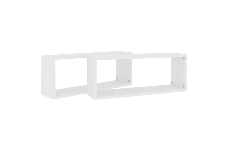 Vegghyller kubeformet 2 stk hvit 60x15x23 cm sponplate - Hvit - Oppbevaring - Hylle - Vegghylle