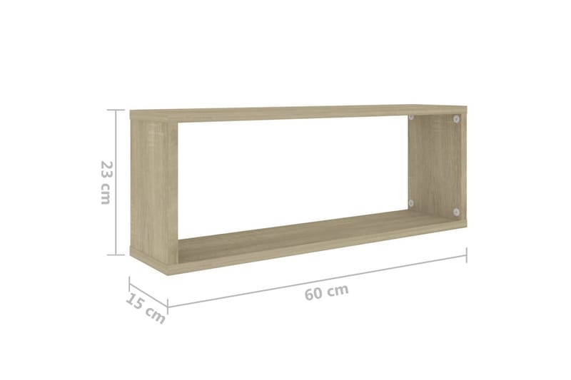 Vegghyller kubeformet 2 stk sonoma eik 60x15x23 cm sponplate - Brun - Oppbevaring - Hylle - Vegghylle