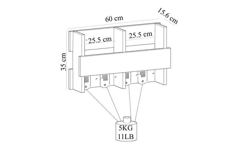 Kleskrok Hollard 16x60 cm - Hvit - Oppbevaring - Kles oppbevaring - Kleshengere & knaggrekker - Knagger