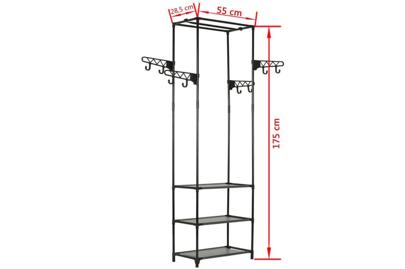 Klesstativ stål og ikke-vevd stoff 55x28,5x175 cm svart - Svart - Oppbevaring - Kles oppbevaring - Kleshengere & knaggrekker - Knagger