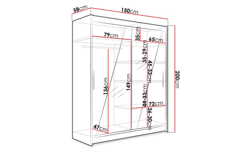 Leila Garderobe med Speil 150x200 cm - Beige - Oppbevaring - Garderober & garderobesystem