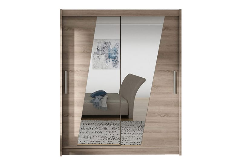 Leila Garderobe med Speil 150x200 cm - Beige - Oppbevaring - Garderober & garderobesystem