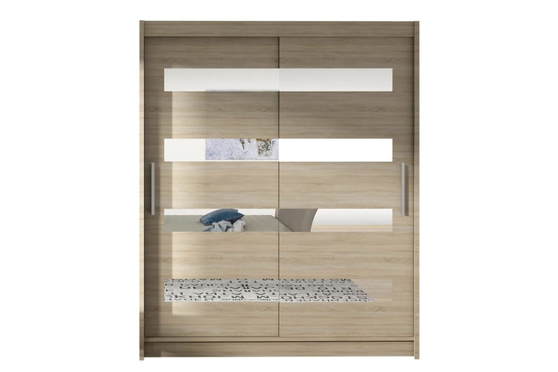 Leila Garderobe med Speil 150x200 cm - Beige - Oppbevaring - Garderober & garderobesystem