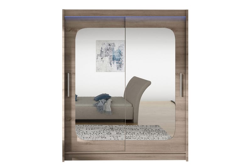 Leila Garderobe med Speil 150x200 cm - Beige - Oppbevaring - Garderober & garderobesystem