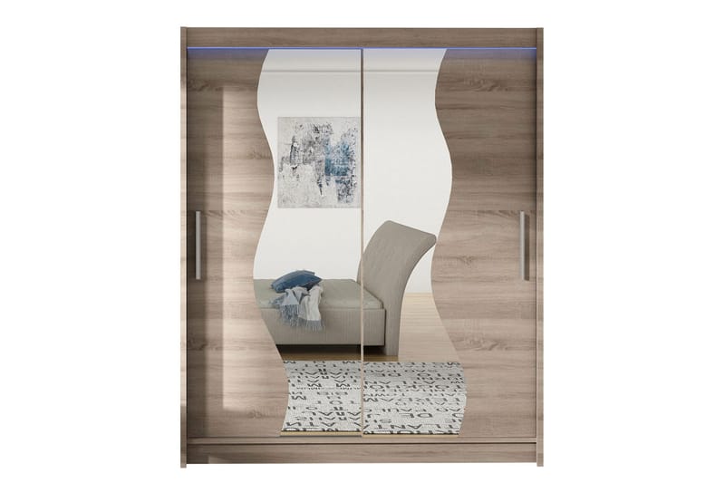 Leila Garderobe med Speil 150x200 cm - Beige - Oppbevaring - Garderober & garderobesystem