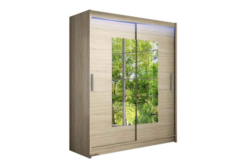 Leila Garderobe med Speil 150x200 cm - Beige - Oppbevaring - Garderober & garderobesystem