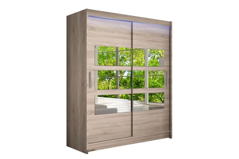 Leila Garderobe med Speil 150x200 cm - Beige - Oppbevaring - Garderober & garderobesystem