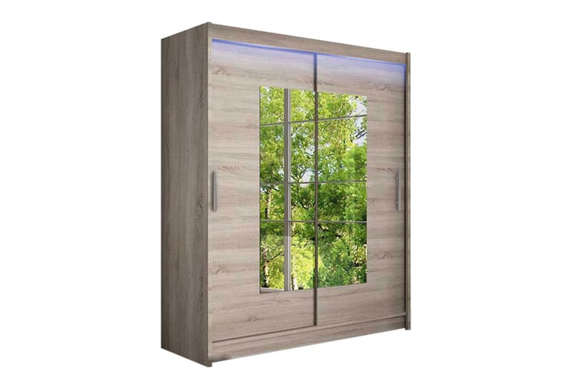 Leila Garderobe med Speil 150x200 cm - Beige - Oppbevaring - Garderober & garderobesystem