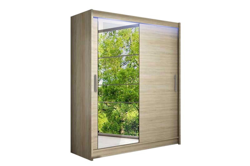 Leila Garderobe med Speil 150x200 cm - Beige - Oppbevaring - Garderober & garderobesystem