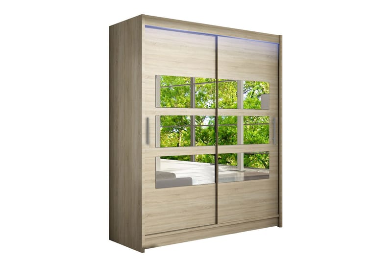 Leila Garderobe med Speil 150x200 cm - Beige - Oppbevaring - Garderober & garderobesystem