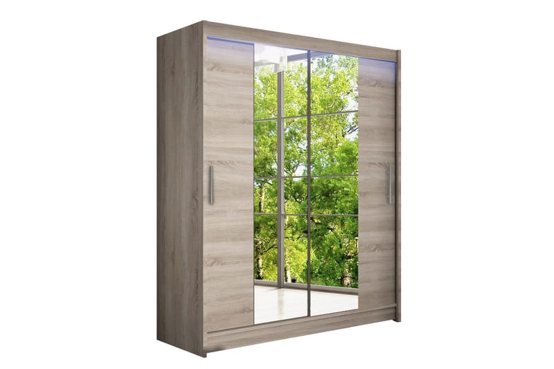 Leila Garderobe med Speil 150x200 cm - Beige - Oppbevaring - Garderober & garderobesystem