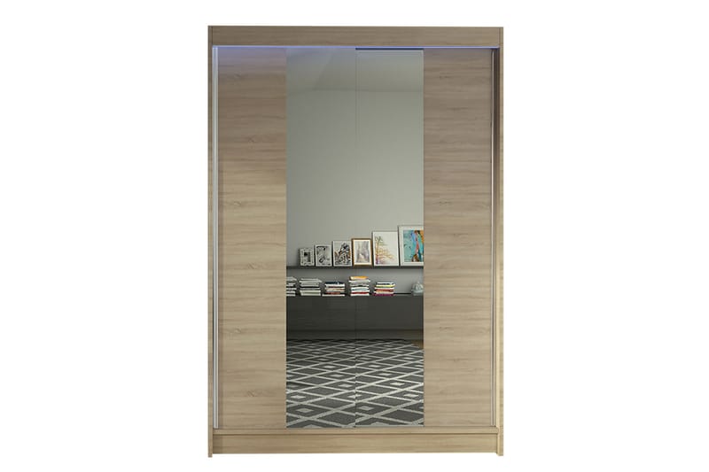 Liverpool Garderobe med Speil 120x200 cm - Beige - Oppbevaring - Garderober & garderobesystem