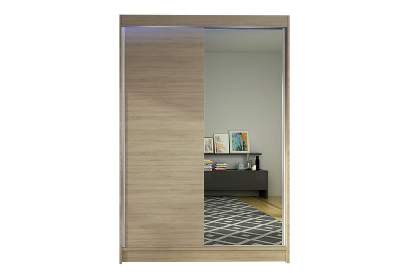 Liverpool Garderobe med Speil 120x200 cm - Beige - Oppbevaring - Garderober & garderobesystem