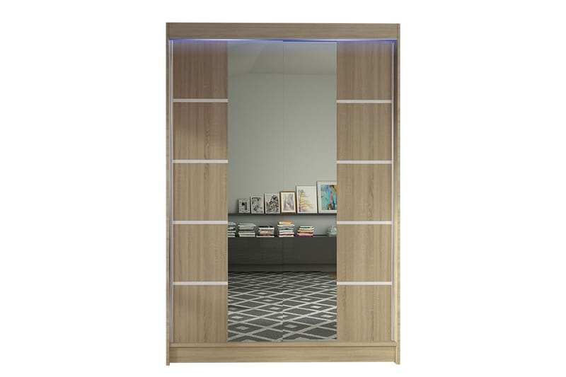 Liverpool Garderobe med Speil 120x200 cm - Beige - Oppbevaring - Garderober & garderobesystem