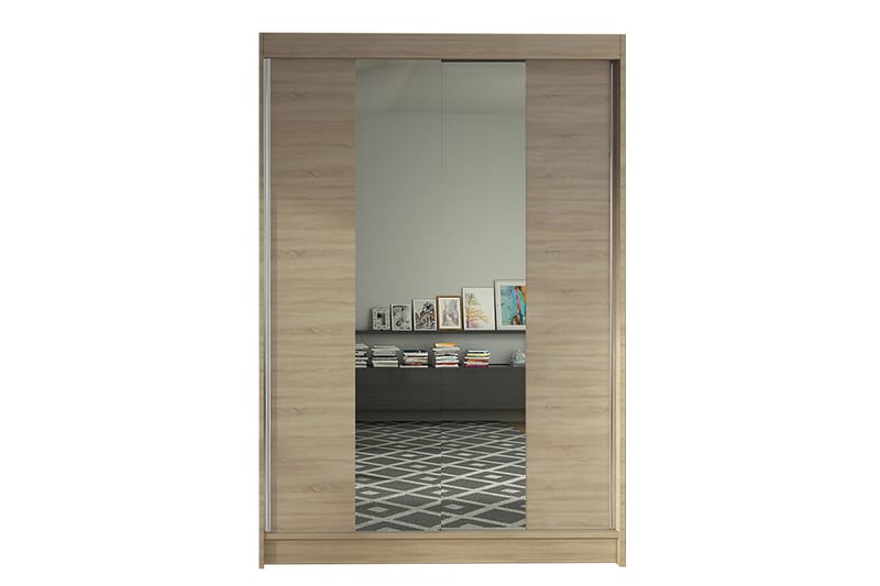 Liverpool Garderobe med Speil 120x200 cm - Beige - Oppbevaring - Garderober & garderobesystem